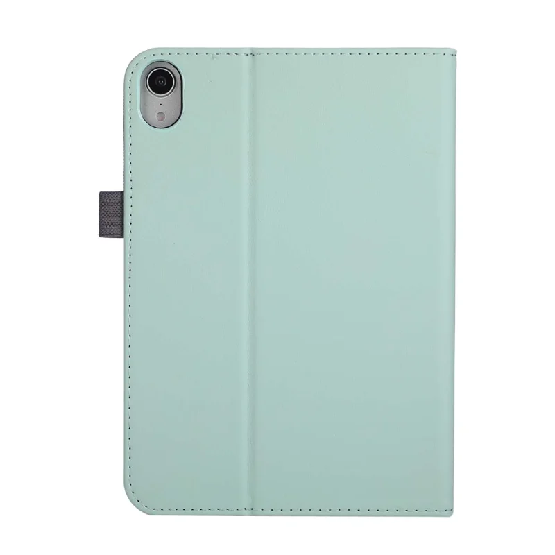 For iPad mini (2024)  /  (2021) Case Foldable Stand Leather Tablet Cover with Handheld Wristband - Green
