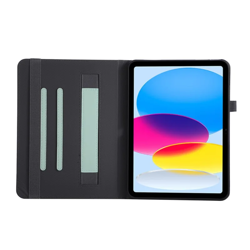 For iPad (2025)  /  10.9 (2022) Case Foldable Stand Leather Tablet Cover with Handheld Wristband - Green