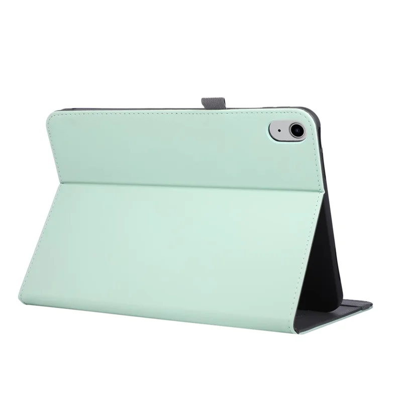 For iPad (2025)  /  10.9 (2022) Case Foldable Stand Leather Tablet Cover with Handheld Wristband - Green