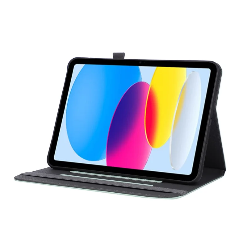 For iPad (2025)  /  10.9 (2022) Case Foldable Stand Leather Tablet Cover with Handheld Wristband - Green