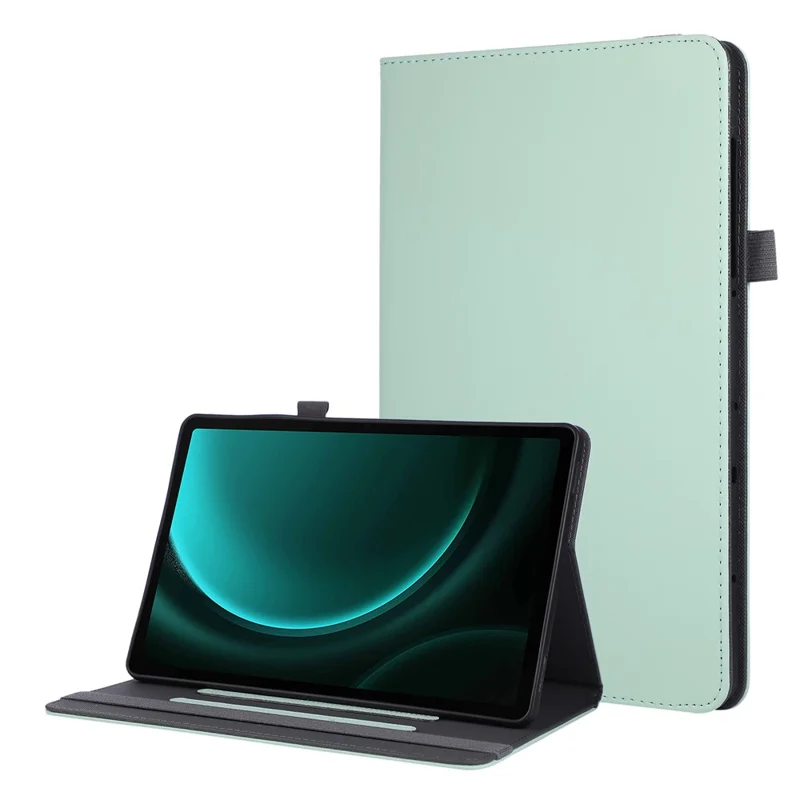 Tablet Case For Samsung Galaxy Tab S10 Lite  /  S10 FE  /  S9 FE  /  S9 Foldable Stand Leather Cover with Handheld Wristband - Green