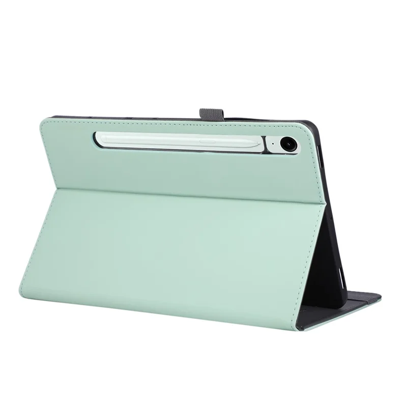 Tablet Case For Samsung Galaxy Tab S10 Lite  /  S10 FE  /  S9 FE  /  S9 Foldable Stand Leather Cover with Handheld Wristband - Green