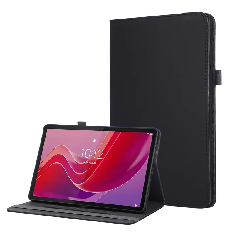 For Lenovo Tab M11 Case Foldable Stand Leather Tablet Cover with Handheld Wristband - Black