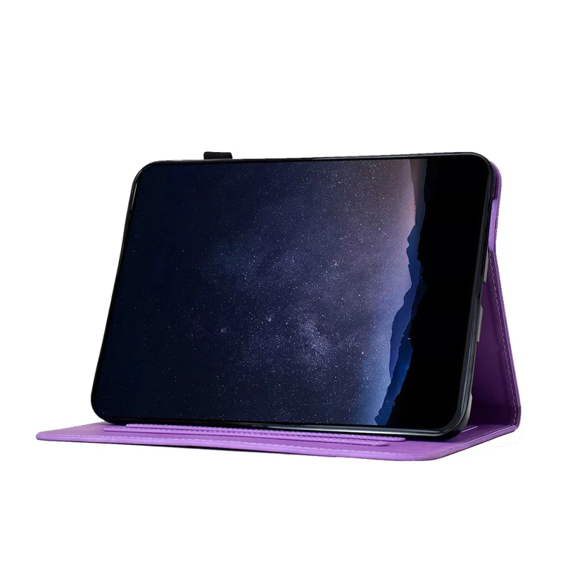 For Lenovo Tab M9 Case Imprinted Plum Blossom Stand Card Slots Leather Tablet Cover with Auto Sleep / Wake - Light Purple