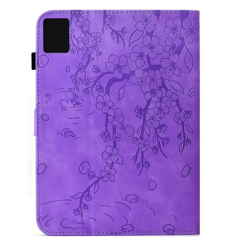 For Lenovo Tab M9 Case Imprinted Plum Blossom Stand Card Slots Leather Tablet Cover with Auto Sleep / Wake - Light Purple