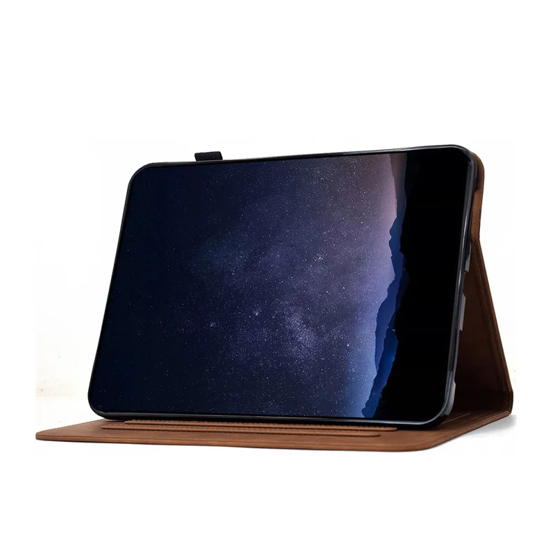 For Samsung Galaxy Tab A11+ / A9+ Case Imprinted Plum Blossom Stand Card Slots Leather Tablet Cover with Auto Sleep / Wake - Brown