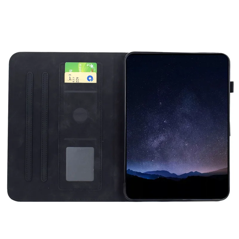 Leather Case for Samsung Galaxy Tab S6 Lite (2024) / (2022) / (2020) Imprinted Plum Blossom Stand Card Slots Tablet Cover with Auto Sleep / Wake - Black