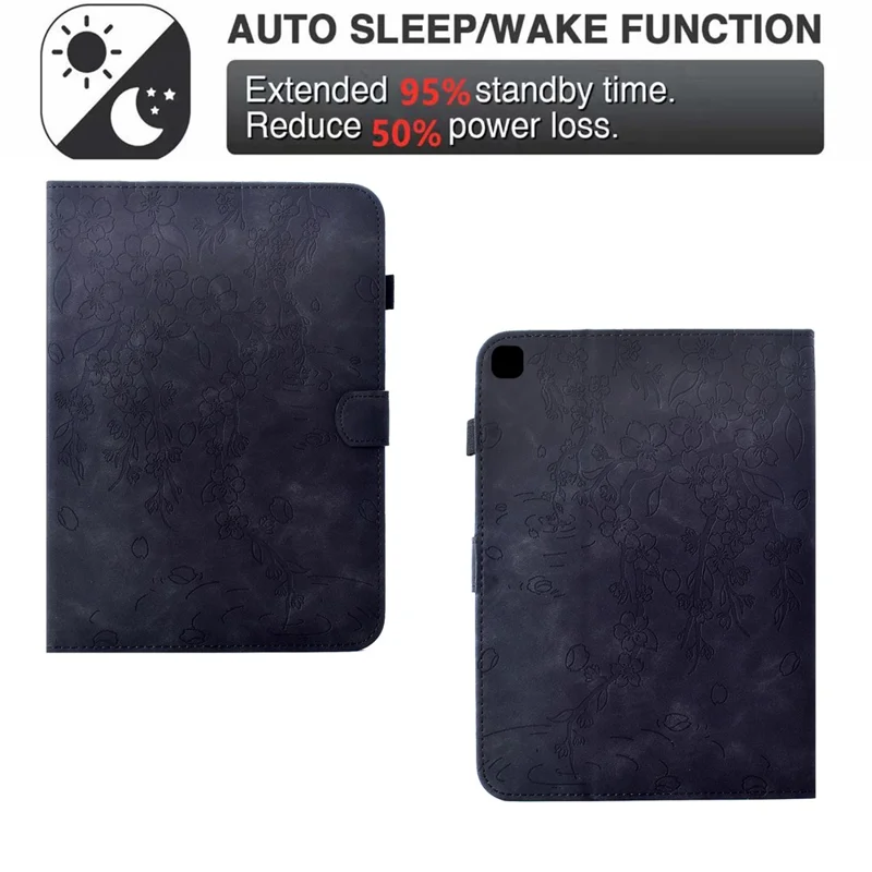 Leather Case for Samsung Galaxy Tab S6 Lite (2024) / (2022) / (2020) Imprinted Plum Blossom Stand Card Slots Tablet Cover with Auto Sleep / Wake - Black