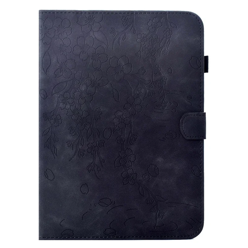 Leather Case for Samsung Galaxy Tab S6 Lite (2024) / (2022) / (2020) Imprinted Plum Blossom Stand Card Slots Tablet Cover with Auto Sleep / Wake - Black