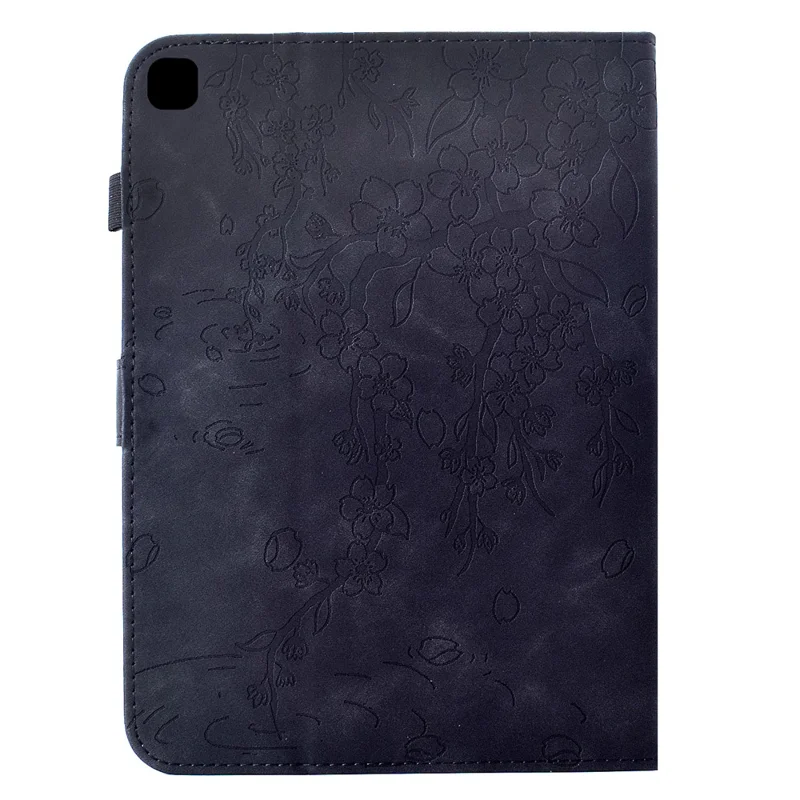 Leather Case for Samsung Galaxy Tab S6 Lite (2024) / (2022) / (2020) Imprinted Plum Blossom Stand Card Slots Tablet Cover with Auto Sleep / Wake - Black