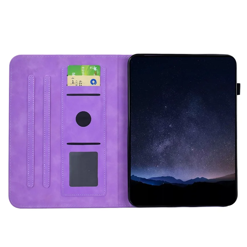 For Samsung Galaxy Tab S10 FE+ Case Imprinted Plum Blossom Stand Card Slots Leather Tablet Cover with Auto Sleep / Wake - Light Purple