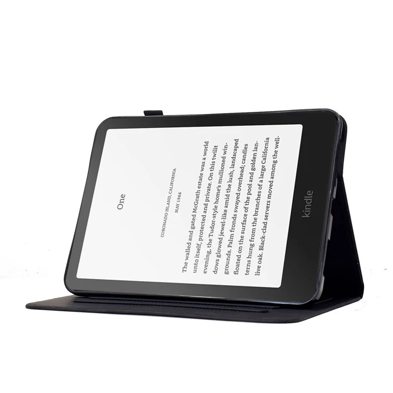 For Amazon Kindle Paperwhite (2024) Case Imprinted Plum Blossom Stand Card Slots Leather Tablet Cover with Auto Sleep / Wake - Black