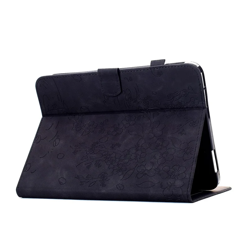 For Amazon Kindle Paperwhite (2024) Case Imprinted Plum Blossom Stand Card Slots Leather Tablet Cover with Auto Sleep / Wake - Black