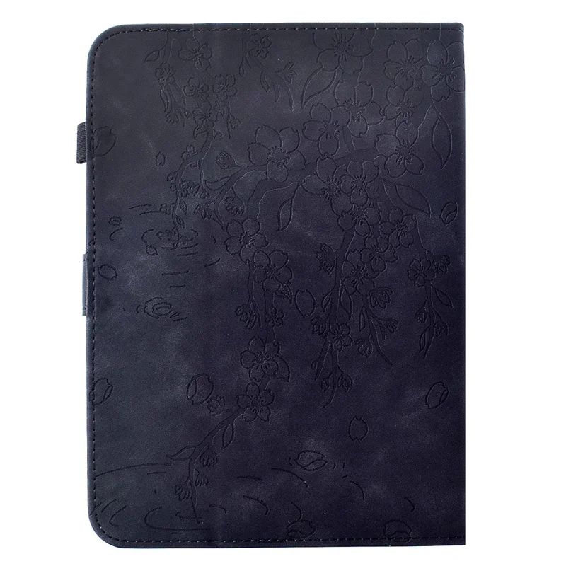 For Amazon Kindle Paperwhite (2024) Case Imprinted Plum Blossom Stand Card Slots Leather Tablet Cover with Auto Sleep / Wake - Black