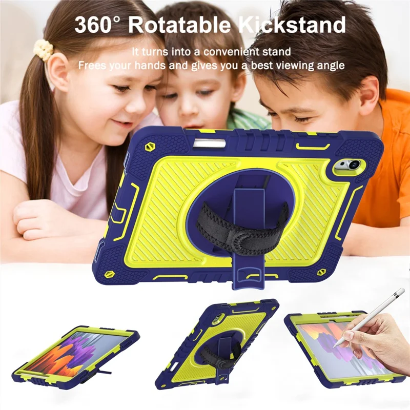 حالة سامسونج جالكسي تاب S11 سيليكون + غطاء لوحي PC مع حامل قابل للدوران - أزرق داكن + أخضر