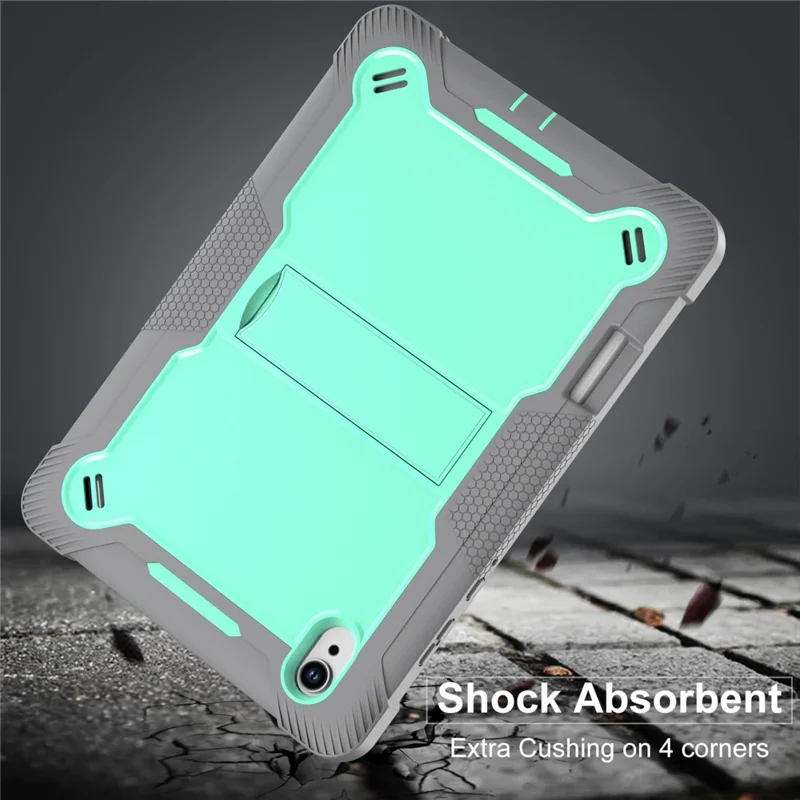 For Samsung Galaxy Tab S11 Case Kickstand Silicone + PC Impact Protective Tablet Cover - Mint Green  /  Grey