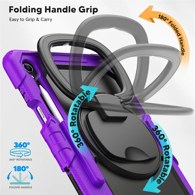 For Samsung Galaxy Tab S11 Kickstand Case PC + Silicone Tablet Cover with Shoulder Strap - Purple