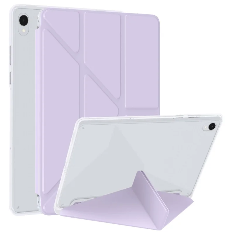 Étui pour Samsung Galaxy Tab S11 en cuir PU, support Origami, housse de tablette transparente - Violet