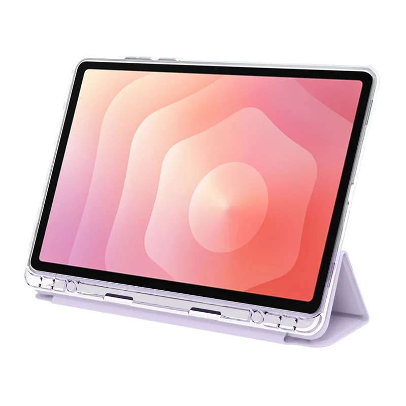Étui pour Samsung Galaxy Tab S11 en cuir PU, support Origami, housse de tablette transparente - Violet