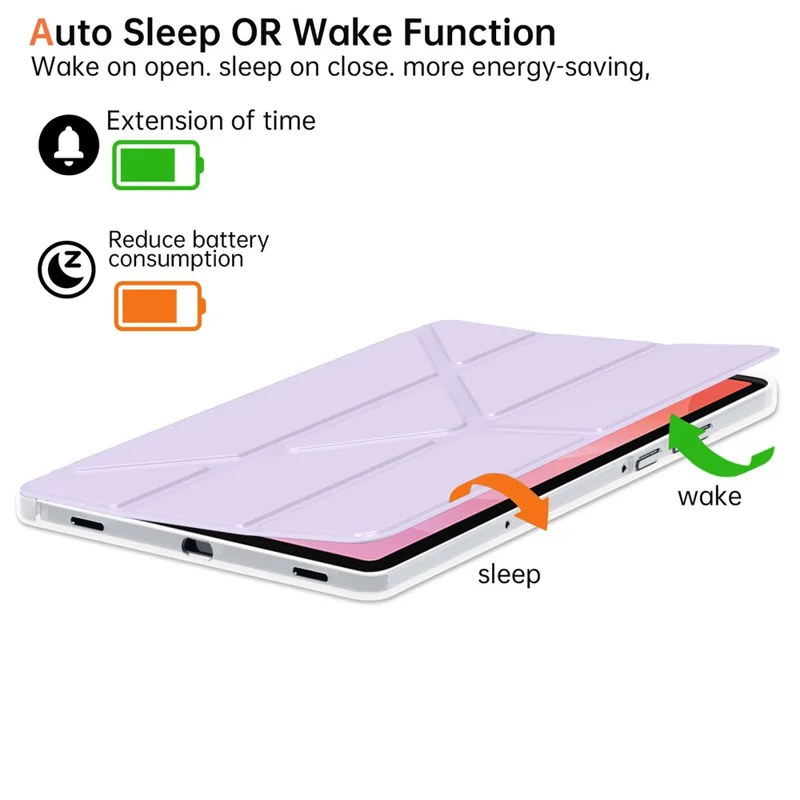 Étui pour Samsung Galaxy Tab S11 en cuir PU, support Origami, housse de tablette transparente - Violet