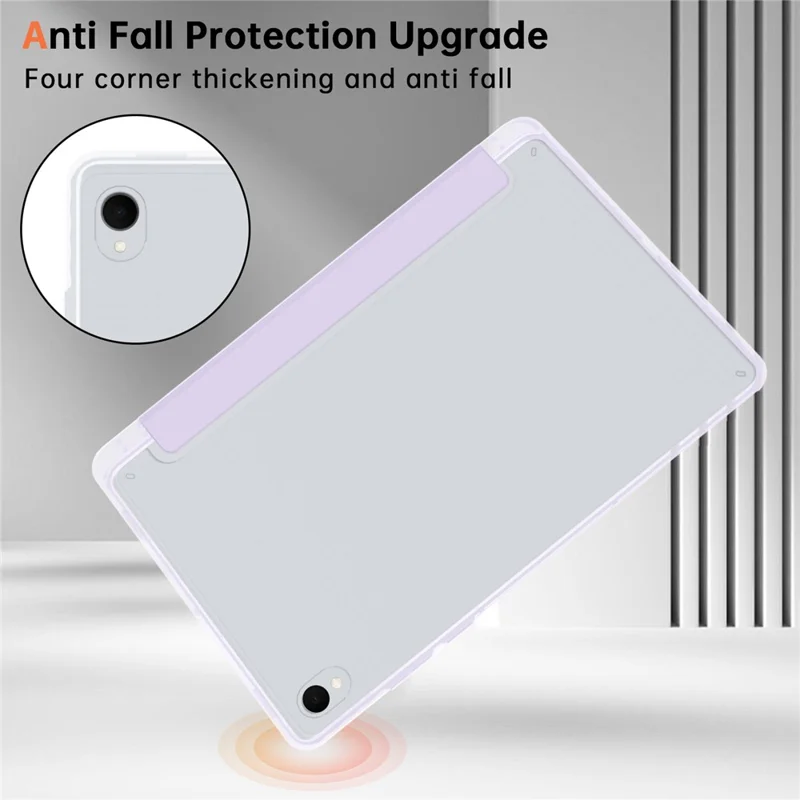 Étui pour Samsung Galaxy Tab S11 en cuir PU, support Origami, housse de tablette transparente - Violet