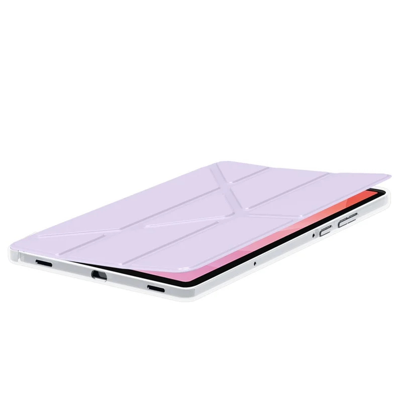 Étui pour Samsung Galaxy Tab S11 en cuir PU, support Origami, housse de tablette transparente - Violet