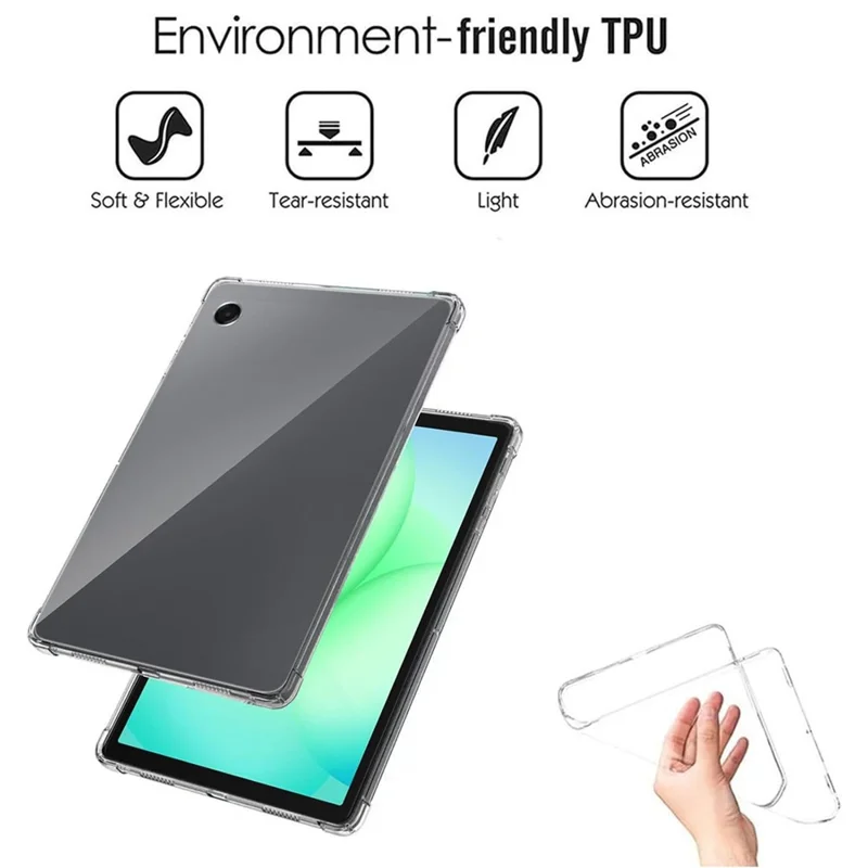 Funda para Samsung Galaxy Tab A11 Caso TPU resistente a caídas Cubierta transparente para tableta + Película protectora de pantalla de vidrio templado