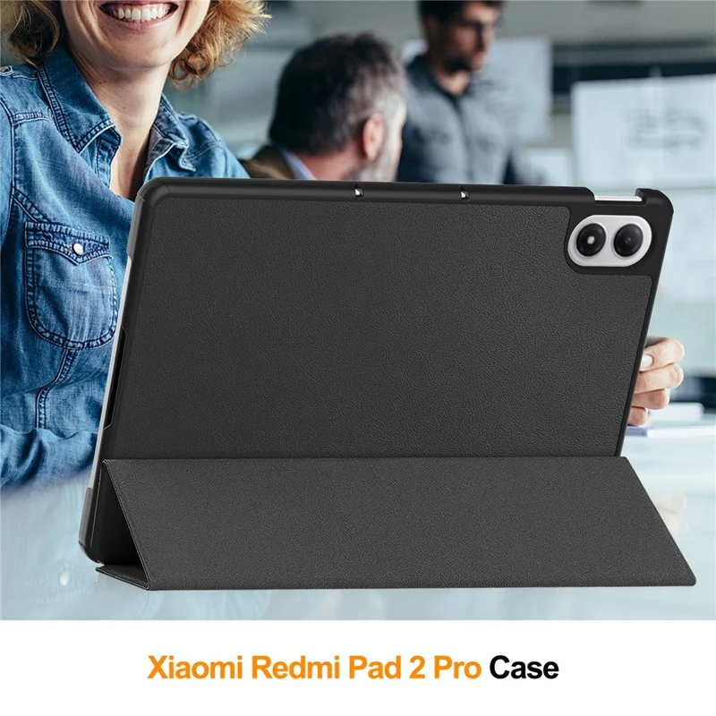 For Xiaomi Poco Pad M1 / Redmi Pad 2 Pro Case Anti-Drop Leather Stand Tablet Cover - Black
