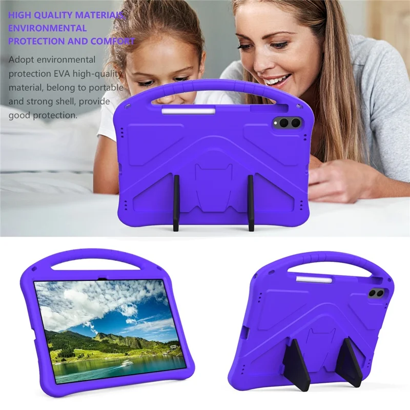 Capa de Tablet Samsung Galaxy Tab S11 Ultra com Alça e Suporte, Amigável para Crianças - Roxo