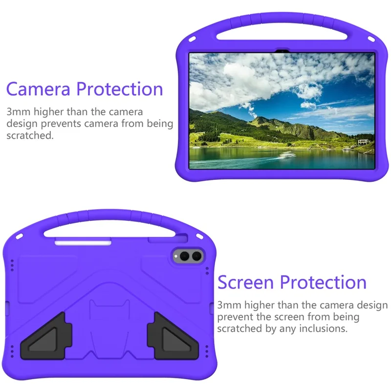 Capa de Tablet Samsung Galaxy Tab S11 Ultra com Alça e Suporte, Amigável para Crianças - Roxo