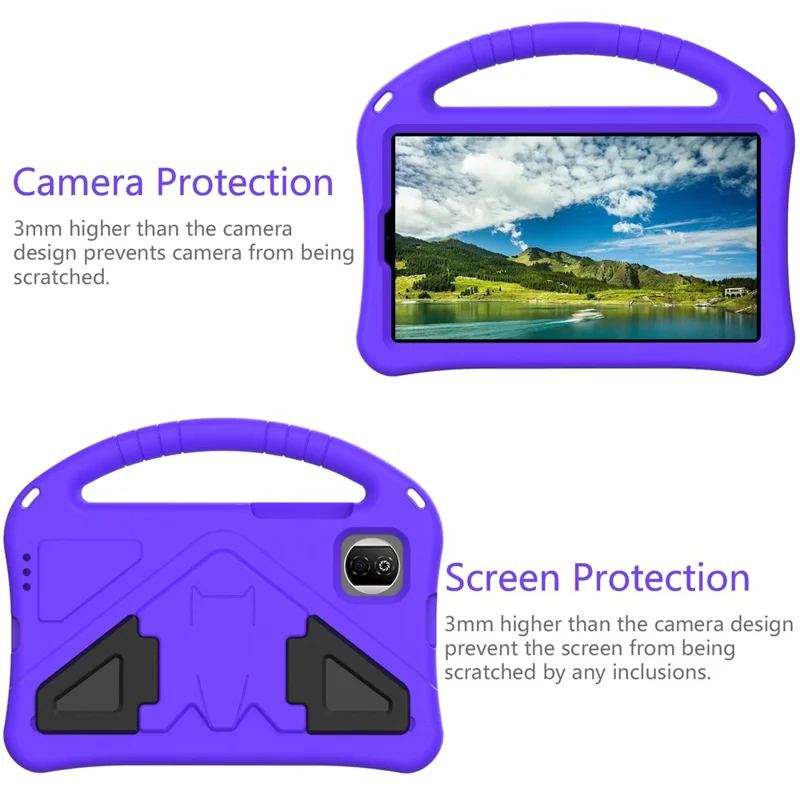 For Honor Pad X7 Case EVA Tablet Cover with Handle Kickstand Children Friendly - Purple