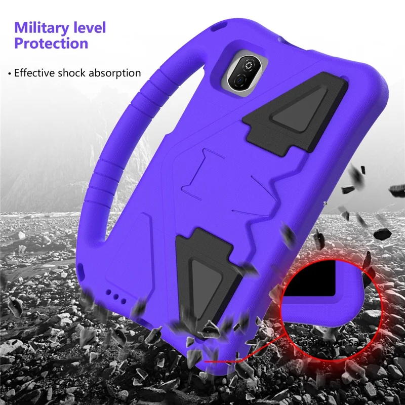 For Honor Pad X7 Case EVA Tablet Cover with Handle Kickstand Children Friendly - Purple