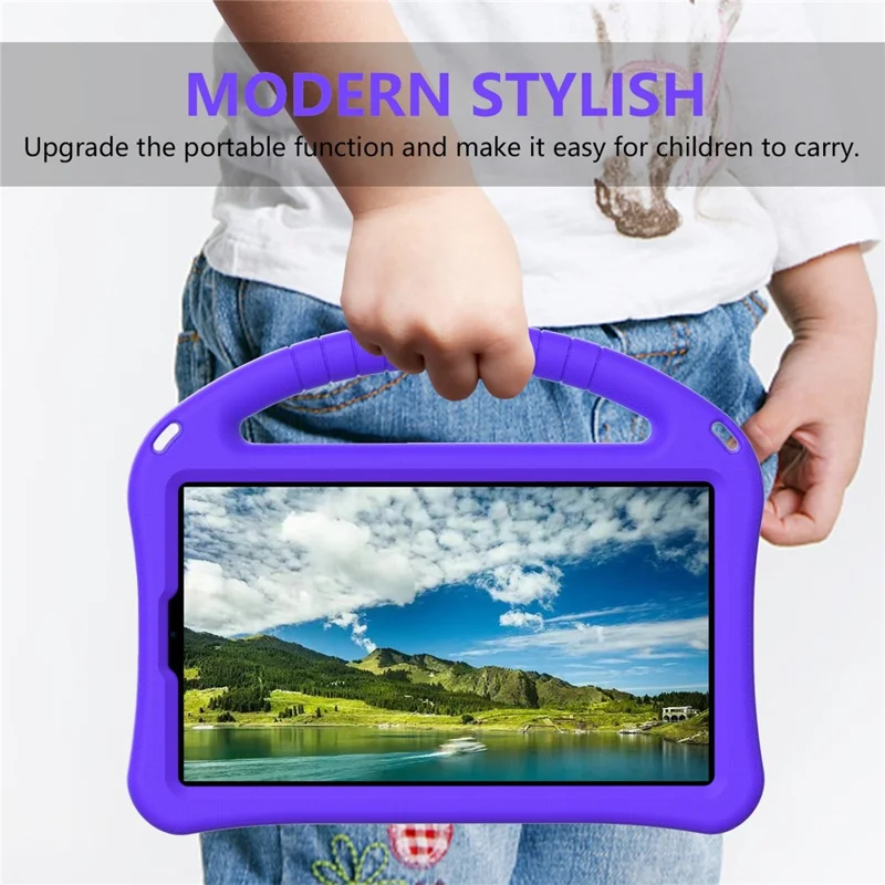 For Honor Pad X7 Case EVA Tablet Cover with Handle Kickstand Children Friendly - Purple
