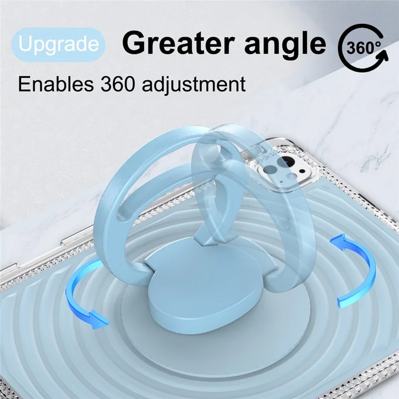 iPad Pro 11 (2024) Hülle Ständer Wellendesign Stoßfest TPU + PC Tablet Abdeckung - Baby Blau