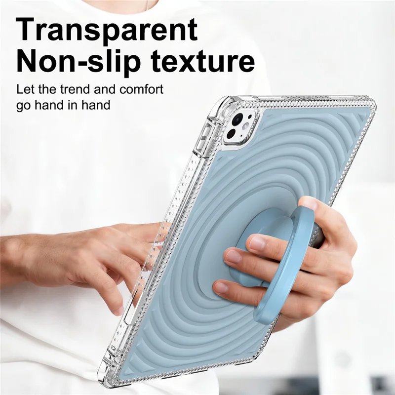 iPad Pro 11 (2024) Hülle Ständer Wellendesign Stoßfest TPU + PC Tablet Abdeckung - Baby Blau