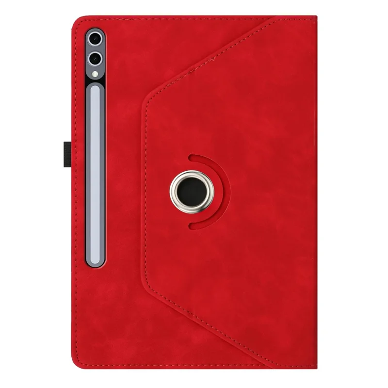 Microfiber Leather Case for Samsung Galaxy Tab S10+ / S9 FE+ / S9+ Rotating Stand Card Holder Smile Imprinted Tablet Cover - Red