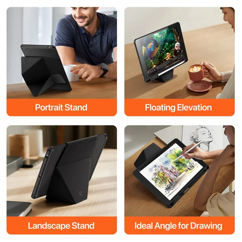 DUX DUCIS Vers Series Tablet Case for iPad 10.2 (2021) / (2020) / (2019) Stand Leather Cover - Black