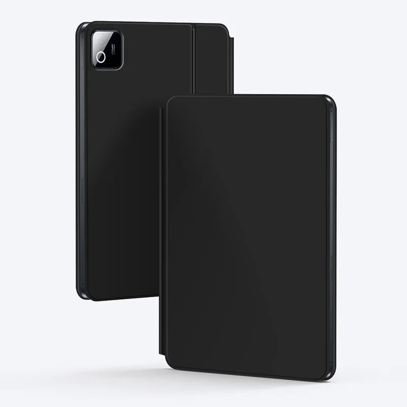 For Xiaomi Pad 8 Magnetic Floating Bluetooth-Compatible Keyboard (Russian) + Leather Tablet Case - Black