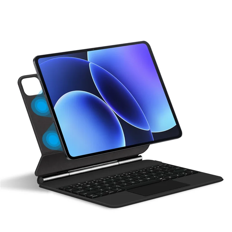 Teclado Bluetooth compatible con Xiaomi Pad 8 Magnetic Floating (inglés) + Funda de cuero para tableta - Negro