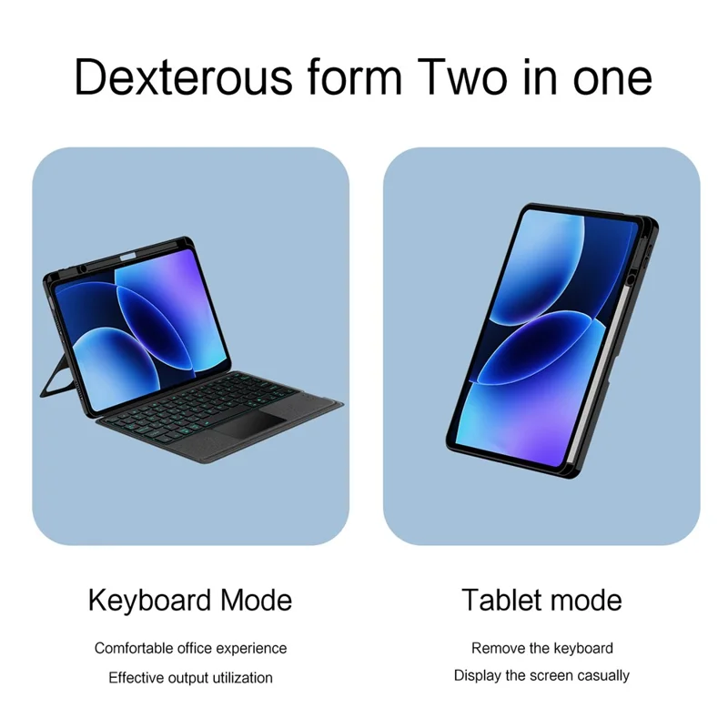 For Xiaomi Pad 8 Leather Case + Bluetooth-Compatible Keyboard with Backlight Trackpad