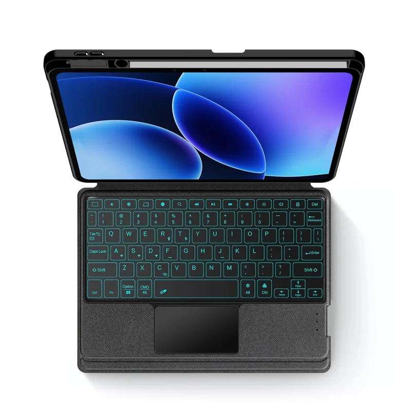 For Xiaomi Pad 8 Leather Case + Bluetooth-Compatible Keyboard with Backlight Trackpad