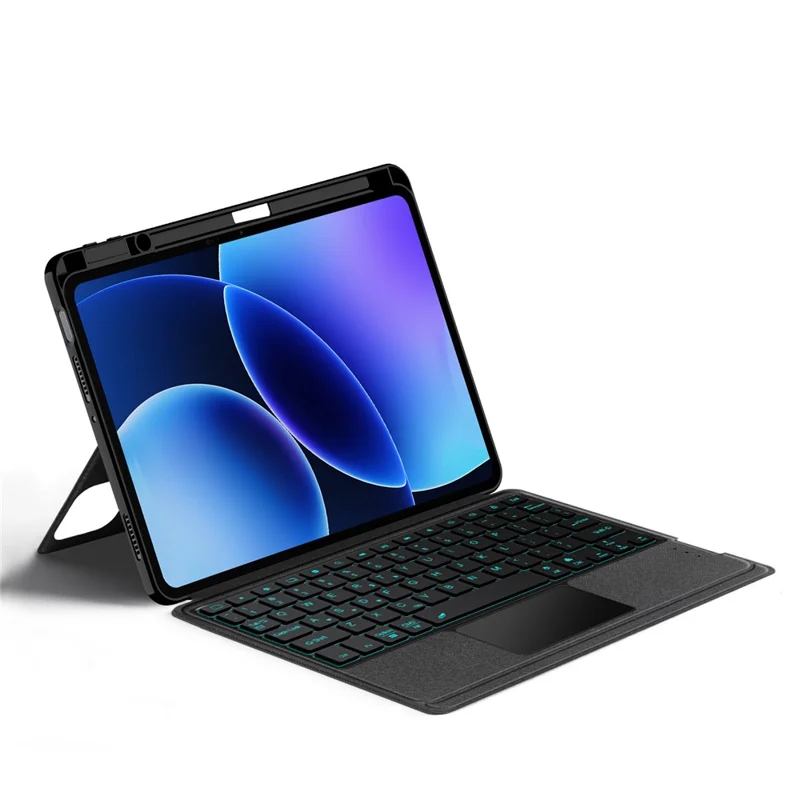 For Xiaomi Pad 8 Leather Case + Bluetooth-Compatible Keyboard with Backlight Trackpad