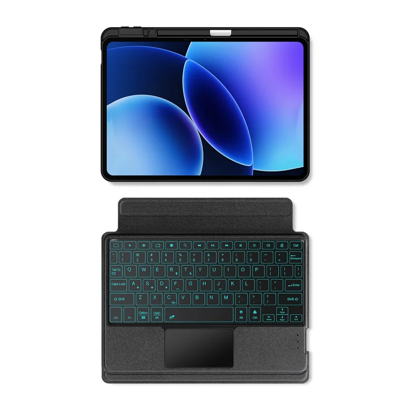 For Xiaomi Pad 8 Leather Case + Bluetooth-Compatible Keyboard with Backlight Trackpad