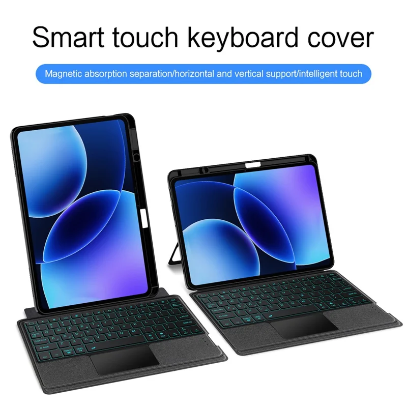 For Xiaomi Pad 8 Leather Case + Bluetooth-Compatible Keyboard with Backlight Trackpad