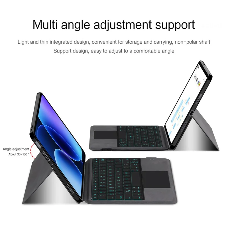 For Xiaomi Pad 8 Leather Case + Touchpad Bluetooth-Compatible Keyboard with Backlit