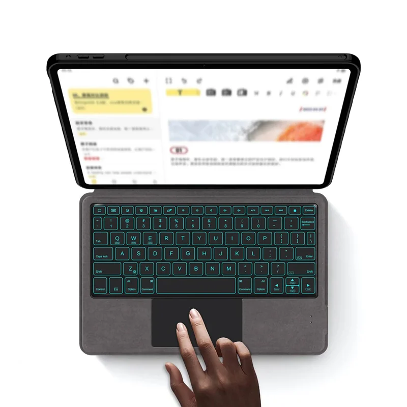 For Xiaomi Pad 8 Leather Case + Touchpad Bluetooth-Compatible Keyboard with Backlit