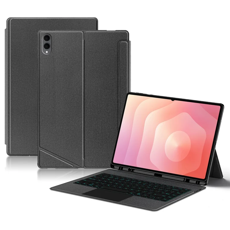 For Samsung Galaxy Tab S11 Ultra Leather Case + Bluetooth-Compatible Keyboard with Backlight Trackpad