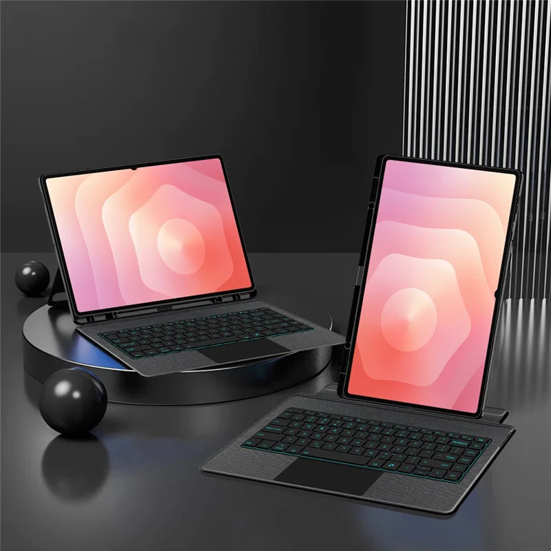 For Samsung Galaxy Tab S11 Ultra Leather Case + Bluetooth-Compatible Keyboard with Backlight Trackpad