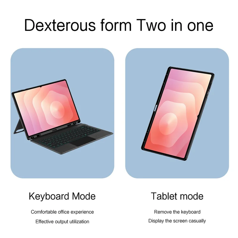 For Samsung Galaxy Tab S11 Ultra Leather Case + Bluetooth-Compatible Keyboard with Backlight Trackpad