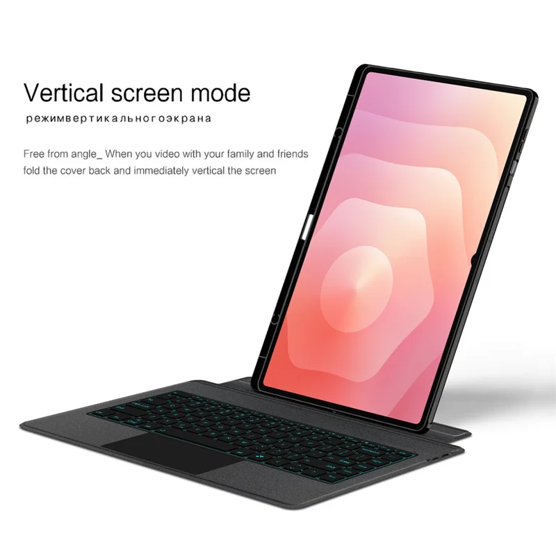 For Samsung Galaxy Tab S11 Ultra Leather Case + Bluetooth-Compatible Keyboard with Backlight Trackpad